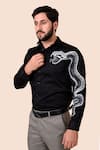 Shop_Avalipt_Black Cotton Blend Hand Painted Serpent Shirt _at_Aza_Fashions