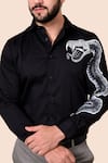 Shop_Avalipt_Black Cotton Blend Hand Painted Serpent Shirt  _Online_at_Aza_Fashions