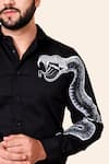 Avalipt_Black Cotton Blend Hand Painted Serpent Shirt  _at_Aza_Fashions