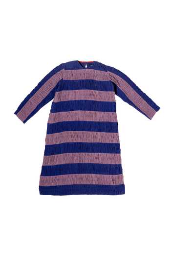 Shop_KA-Sha_Blue Kala Cotton Striped Round Pattern Ruched Tunic Dress _Online_at_Aza_Fashions