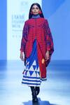 Ka-Sha_Red Kala Cotton Embroidered Bead Round Jacket _Online_at_Aza_Fashions
