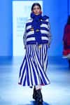Buy_KA-Sha_Blue Silk High Neck Striped Puffer Jacket _Online_at_Aza_Fashions