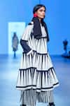 Shop_KA-Sha_Off White Cotton Round Neck Geometric Pattern Jacket _Online_at_Aza_Fashions