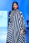 Buy_Ka-Sha_Black Cotton Bar Stripe Applique Asymmetric Cape  _Online_at_Aza_Fashions