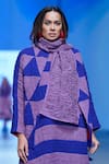 Ka-Sha_Purple Pleated Ruched Scarf _Online_at_Aza_Fashions