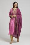 Buy_Bhusattva_Pink Organic Silk Embroidered Cutdana Sequin Kurta With Dupatta  _Online_at_Aza_Fashions