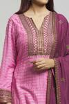 Bhusattva_Pink Organic Silk Embroidered Cutdana Sequin Kurta With Dupatta  _at_Aza_Fashions