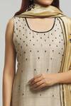 Shop_Bhusattva_Beige Organic Silk Embroidered Cutdana Round Sequin Kurta With Stole  _Online_at_Aza_Fashions