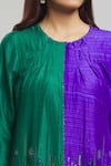 Shop_Bhusattva_Blue Organic Silk Embroidered Sequin Colour Block Kurta With Stole  _Online_at_Aza_Fashions