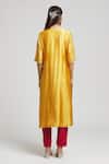 Shop_Bhusattva_Yellow Organic Silk Embroidered Sequin Square Floral Kurta With Pant _at_Aza_Fashions