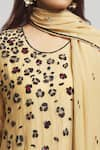 Bhusattva_Beige Organic Hand Spun Silk Embroidered Sequin Round Floral Kurta  _at_Aza_Fashions