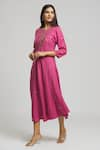 Buy_Bhusattva_Magenta Organic Silk Jacquard Embroidered Sequin Round Floral Kurta  _Online_at_Aza_Fashions