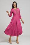 Shop_Bhusattva_Magenta Organic Silk Jacquard Embroidered Sequin Round Floral Kurta  _Online_at_Aza_Fashions