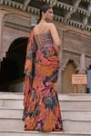 Shop_saangi by shubhangi_Multi Color Chinon Print Tiger Sweetheart Pre-draped Saree With Blouse _at_Aza_Fashions