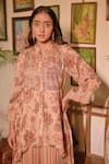 Saangi_Multi Color Georgette Embroidery Vintage Floral Pattern Kurta And Palazzo Set _at_Aza_Fashions