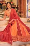 Buy_saangi by shubhangi_Multi Color Dola Silk Hand Embroidery Leaf Work Block Lehenga Set _Online_at_Aza_Fashions