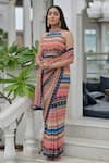 Buy_saangi by shubhangi_Multi Color Georgette Embroidered Geometric Print Saree With Embellished Blouse _at_Aza_Fashions