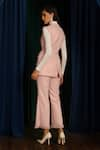 Shop_Label Deepika Nagpal_Peach Wool Textured V Neck Sleeveless Jacket With Pant _at_Aza_Fashions