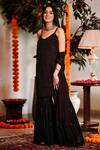 Buy_House Of Chikankari_Black Georgette Hand Embroidered Chikankari Dia Straight Kurta Set _at_Aza_Fashions