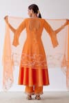 Shop_Devnaagri_Orange Cotton Silk Blend Embroidered Dori Scoop Neck Sleeve Anarkali Set _at_Aza_Fashions