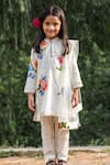 Buy_Mamma Plz_Ivory Kurta Handwoven Chanderi Digital Printed Floral Pyjama Set_at_Aza_Fashions