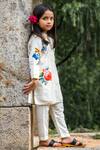 Shop_Mamma Plz_Ivory Kurta Handwoven Chanderi Digital Printed Floral Pyjama Set_Online_at_Aza_Fashions