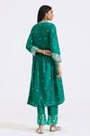Shop_Basanti Kapde aur Koffee_Green Chanderi Embroidery Thread V Neck Work Kurta Set _at_Aza_Fashions