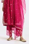 Buy_Basanti Kapde aur Koffee_Pink Chanderi Embroidery Thread V Neck Work Kurta Pant Set _Online_at_Aza_Fashions