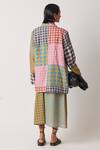 Shop_Yavi_Multi Color Linen Collared Alit Checkered Jacket _at_Aza_Fashions