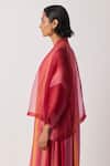 Buy_Yavi_Pink Organza Open Neck Cheril Printed Jacket _Online_at_Aza_Fashions