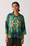 Buy_Yavi_Green Handloom Cotton Embroidery Anigo Jacket _at_Aza_Fashions