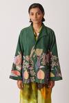 Buy_Yavi_Green Canvas Embroidery, Beads Collared Cyoti Botanical Patchwork Jacket _at_Aza_Fashions