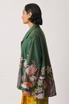 Yavi_Green Canvas Embroidery, Beads Collared Cyoti Botanical Patchwork Jacket _Online_at_Aza_Fashions