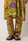 Yavi_Green Silk Betty Printed Straight Pant _Online_at_Aza_Fashions