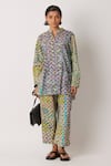 Buy_Yavi_Yellow 100% Cotton Icra Printed Culotte Pant  _at_Aza_Fashions