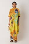 Buy_Yavi_Yellow 100% Cotton Barbi Abstract Pattern Straight Pant  _at_Aza_Fashions