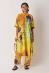 Yavi_Yellow 100% Cotton Barbi Abstract Pattern Straight Pant  _Online_at_Aza_Fashions