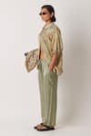 Buy_Yavi_Beige Chanderi Printed Collared Ceclia Shirt  _Online_at_Aza_Fashions