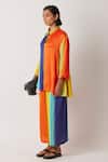 Buy_Yavi_Orange Modal Satin Printed Hazy Stripes Culotte Pant  _Online_at_Aza_Fashions