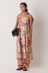 Buy_Yavi_Pink Handloom Cotton Print Kashmiri Floral Imfy Midi Slip Dress  _Online_at_Aza_Fashions