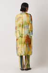 Shop_Yavi_Beige Silk Collared Labile Life Circle Print Midi Dress _at_Aza_Fashions