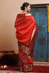 Shop_Geroo Jaipur_Orange Bandhani Zari Silk Pattern Saree With Unstitched Blouse Piece_at_Aza_Fashions