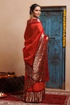 Shop_Geroo Jaipur_Orange Bandhani Zari Silk Pattern Saree With Unstitched Blouse Piece_Online_at_Aza_Fashions