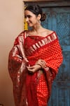 Geroo Jaipur_Orange Bandhani Zari Silk Pattern Saree With Unstitched Blouse Piece_at_Aza_Fashions