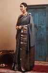 Shop_Geroo Jaipur_Grey Zari Silk Saree With Unstitched Blouse Piece_Online_at_Aza_Fashions