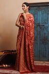 Shop_Geroo Jaipur_Red Pure Georgette Woven Gharchola Bandhani Saree With Unstitched Blouse Piece_at_Aza_Fashions