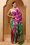 Buy Geroo Jaipur Pink Silk Leheriya Hand Dyed Saree With Unstitched Blouse Piece at Aza Fashions Buy_Geroo Jaipur_Pink Silk Leheriya Hand Dyed Saree With Unstitched Blouse Piece_at_Aza_Fashions