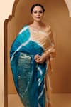 Geroo Jaipur_Beige Silk Zari Two Tone Hand Dyed Saree With Unstitched Blouse Piece_Online_at_Aza_Fashions