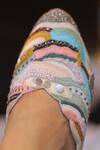 Foot Fuel_Multi Color Zari, Sequins Jeena Thread And Zardosi Work Mule Heels _Online
