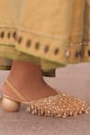 Buy_Foot Fuel_Gold Embellished Crystal Mule Heels _at_Aza_Fashions